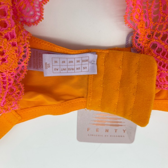 SAVAGE FENTY by Rihanna Stranded In Lace Crochet Balconette Bra 38DD Orange Crm - Picture 5 of 11